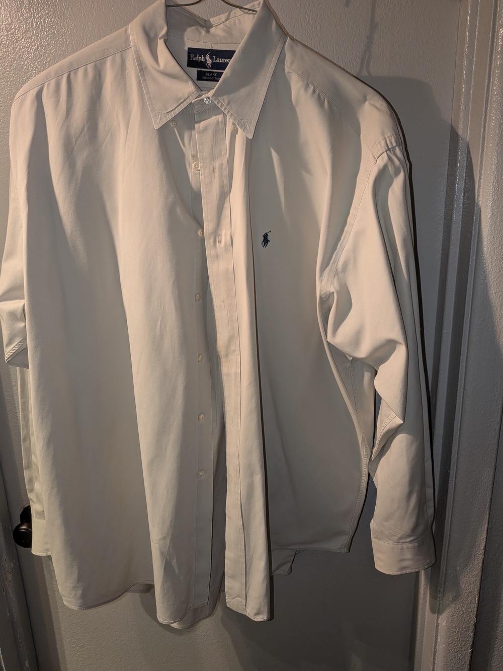 Ralph Lauren Off-White Long-Sleeve Button Shirt with Polo Logo